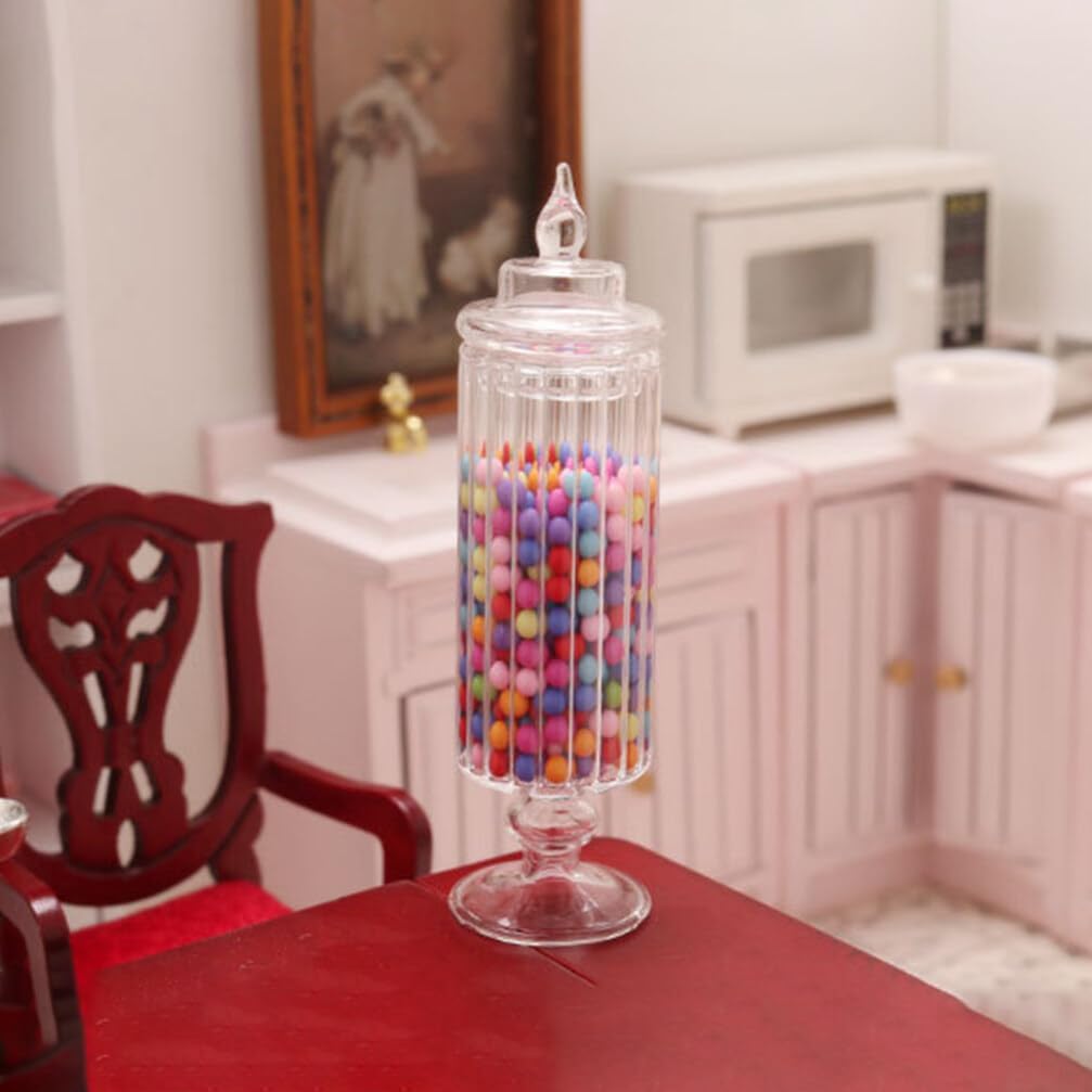 Clear Glass Apothecary Jars for Party Table, Decorative Glass Jars for 1/12 Doll House, 7.7x2.1x2.1CM, Transparent