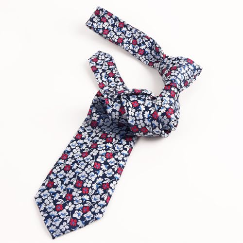 Image of Alizeal Mens 3.15inches Leaf Flower Pattern Tie Set | Floral Pattern Pocket Square Perfect for Fall Winter Business and Holiday Events