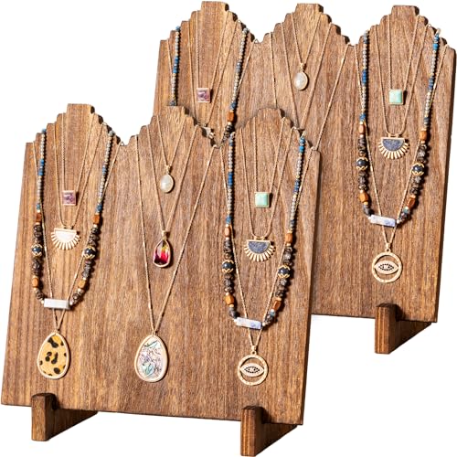 Lolalet Wooden Necklace Display Stands for Selling, Freestanding Multiple Necklaces Stands and Displays for Vendors, Jewelry Displays Holders for Craf