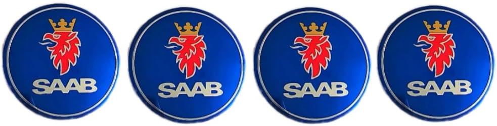 4pcs 2.22inch Car Logo ABS Material Wheel Center Cap Sticker Wheel Emblem Badge Logo Stickers (fit SAAB Blue)