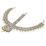 Jwellmart Indian Ethnic CZ Kundan Faux Pearl Partywear Matha Patti Maang tikka for Women