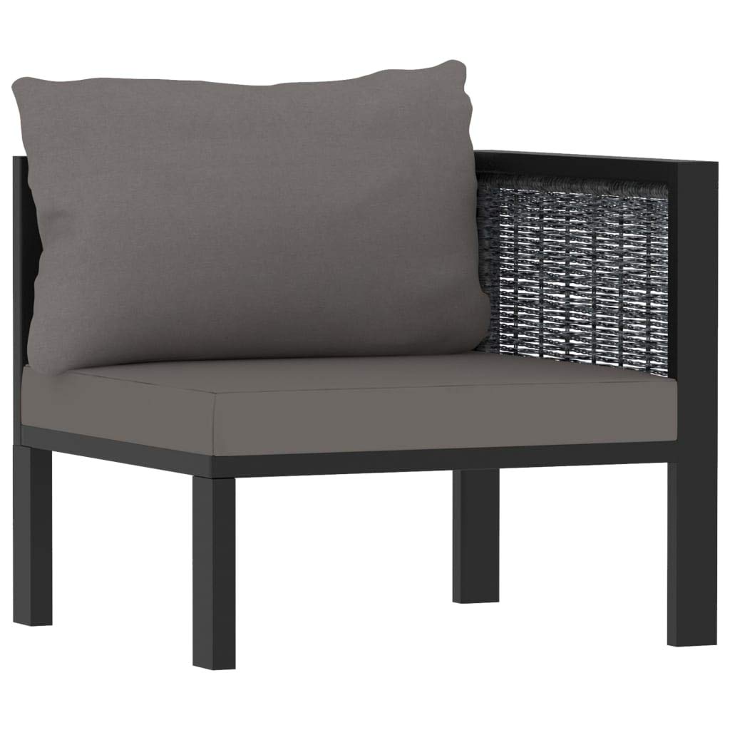 8-cz. zestaw wypoczynkowy z polirattanu z poduszkami, modułowa sofa ogrodowa, stolik kawowy ze szkła hartowanego, aluminiowa rama proszkowo malowana, komplet mebli na taras i patio