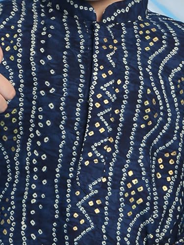 Image of VASTRAMAY Boys' Bandhani Kurta & Patiyala Set | Traditional Ethnic Out Fit For Rakhi