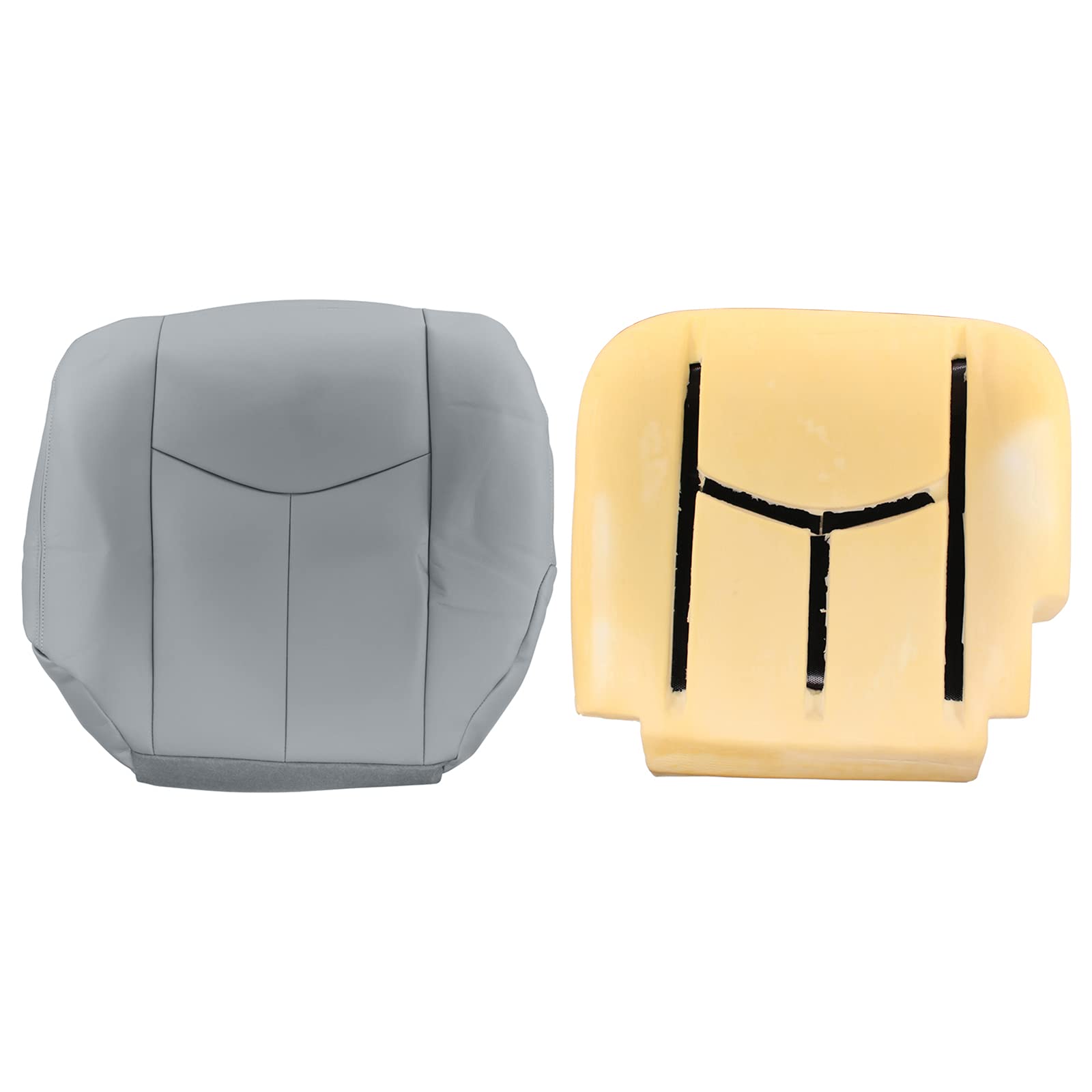 Photo 1 of NewYall Gray Front Left Driver Side Bottom Leather Seat Cover with Foam Cushion Pad Insert