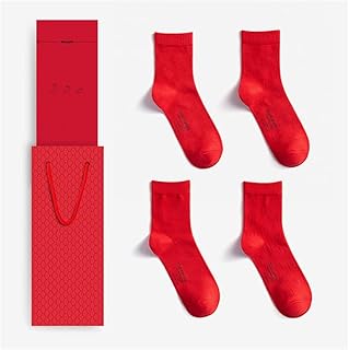 Red Sox de ano novo Ano novo chinês senhoras meias de algodão, meias tigre, presentes de ano novo, 4 peças (Color : Red-b, Size : 34-39)