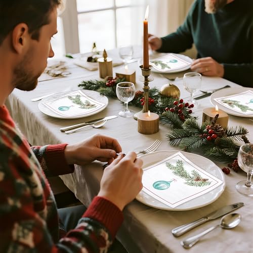 WRAPAHOLIC 50Pcs Christmas Paper Napkins - 3 Ply Christmas Light Disposable Cocktail Napkin for Christmas Party Supplies Tableware, Xmas Holiday - 5 x 5 In – Image 8