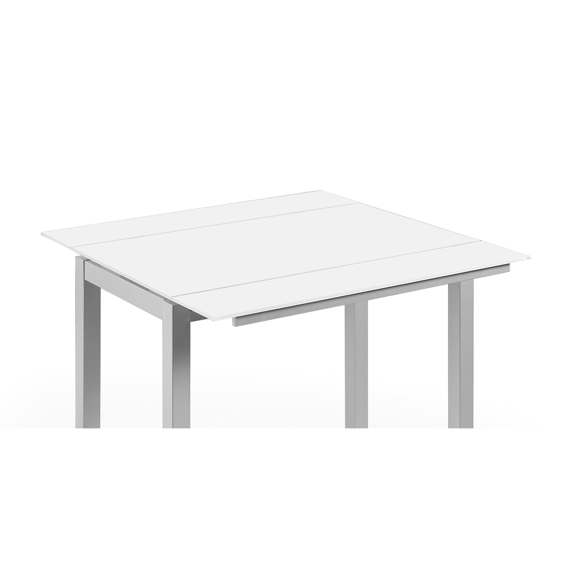 MOMMA HOME Mesa de Comedor y Cocina, Extensible y Plegable, Mesa Moderna, Color Blanco/Plata. Londres, Cristal Templado/Metal, Medidas 95x55/95x76 cm