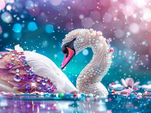 Diamond painting cygne fleurs kit complet 5D idéal comme cadeau créatif adulte