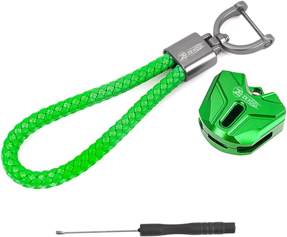 thumbnail: ZEXDDI CNC Aluminium Sleutelcover Voor Kawasaki Motor - Groen/Zwart/Rood/Grijs - Met Sleutelhanger