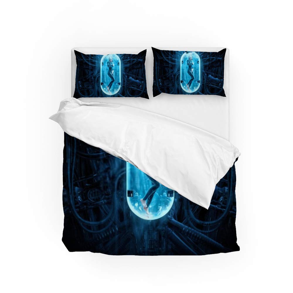 Parure de lit 3 pièces tissu 100 % polyester au motif évolution douce avec housse et taies