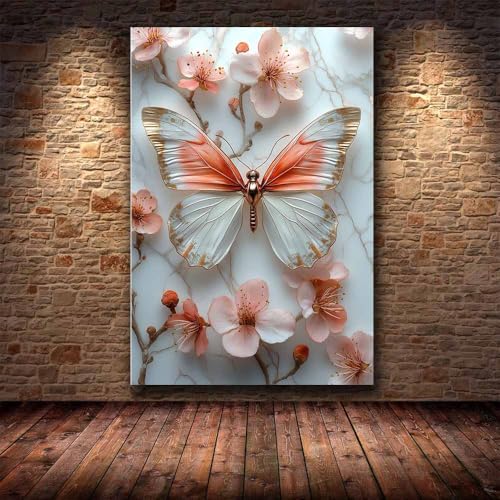 Décoration intérieure rustique moderne papillon marbre chambre - 4