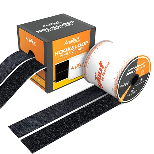 AugTouf 2 Inch x 15 Feet Hook and Loop Strips with Adhesive, Heavy Duty Double-Sided Sticky Nylon Tape Roll for Home, Office, Classroom and Outdoor Organization
