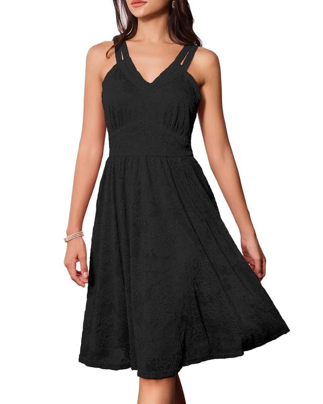 GRACE KARIN Kleid Hochzeitsgast Damen V-Ausschnitt Spitzenkleid Kurz...