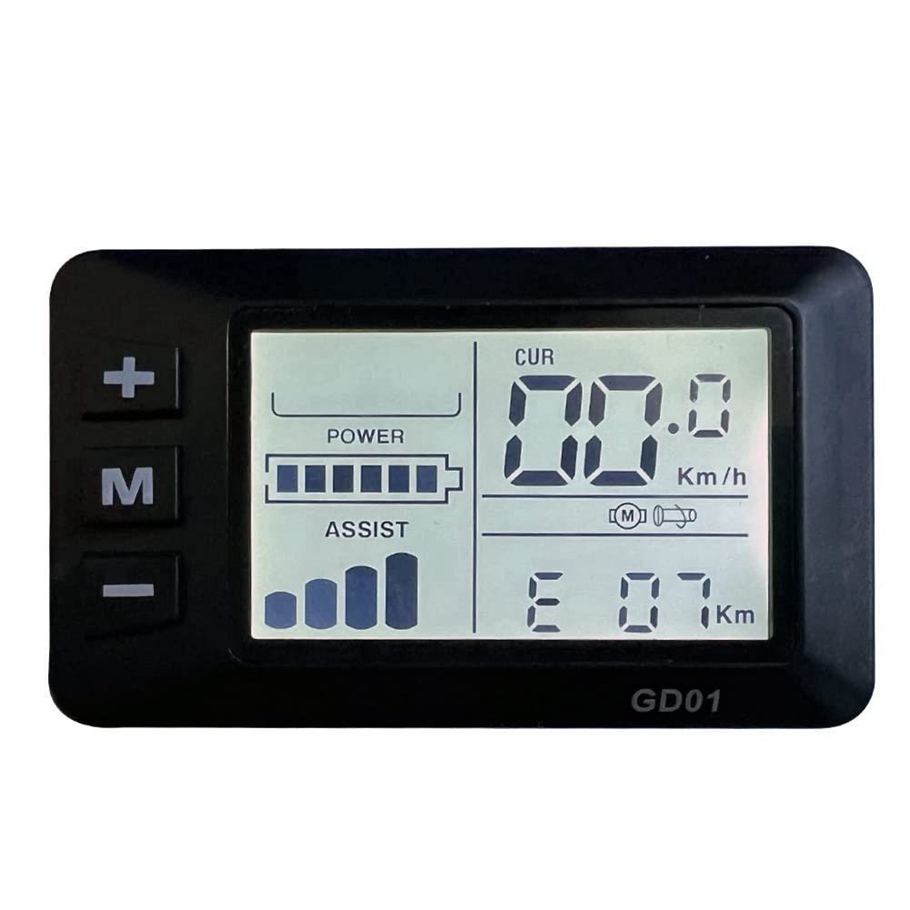 SUNGOOYUE Display LCD GD01 36V 48V, Display per Bicicletta Elettrica 5 Pin con Spina Impermeabile Adatto per Manubrio da 0,9 Pollici / 22,2 Mm