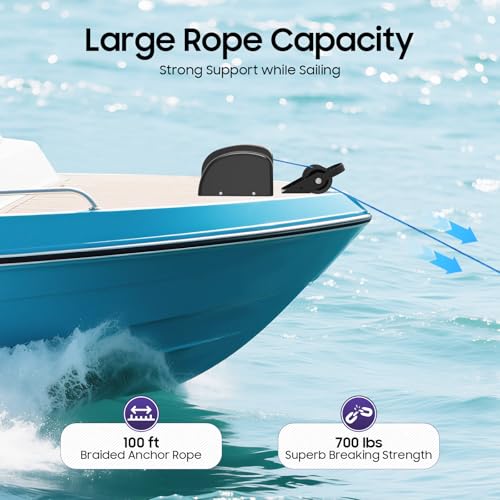 Winche eléctrico para barco con cuerda y control remoto miniatura 6