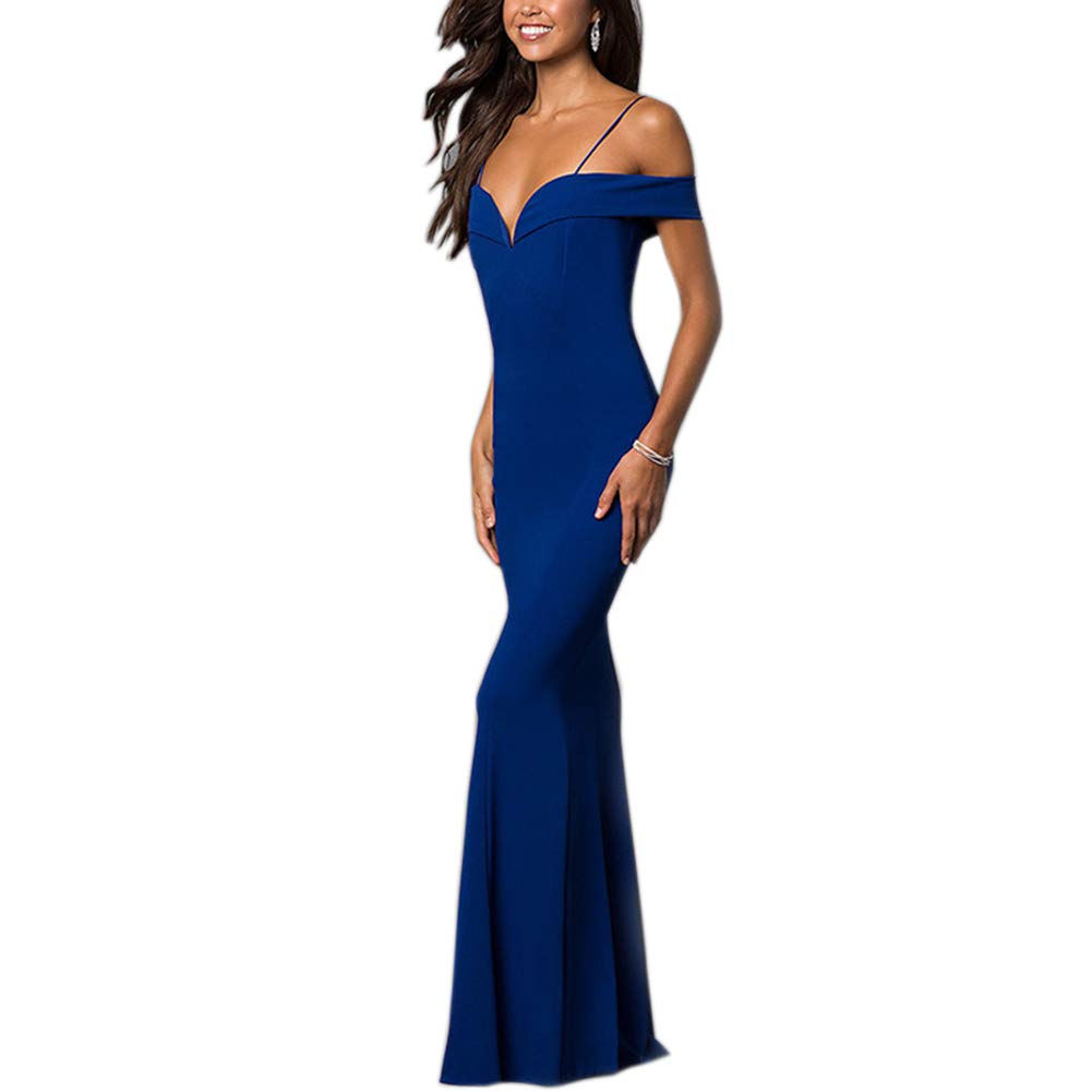 Engood Women's Elegant Off Shoulder Sleeveless Slim Formal Gown Evening Party Maxi Dress