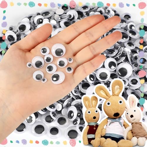 upins 1000 pcs self adhesive googly wiggle eyes for diy craft assorted size 6 mm 8 mm 10 mm 12 mm 14 mm 16 mm mixed packaging craft sticker eyes