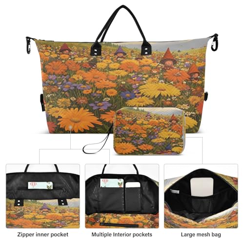 Weekender Bags Travel Duffel Gym Bag Flower Sea Carry on Overnight Tote Bag with Toiletry Bag for Airplane Travel Trip Gym Yoga2