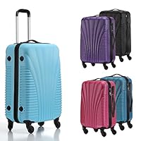 Ultra Lightweight ABS Hard Shell Cabin Luggage Trolley Bag - Carry On Travel Suitcase/Built in Lock / 4 Wheels Spinner - Moves in All Directions/Telescopic Extendable Handle