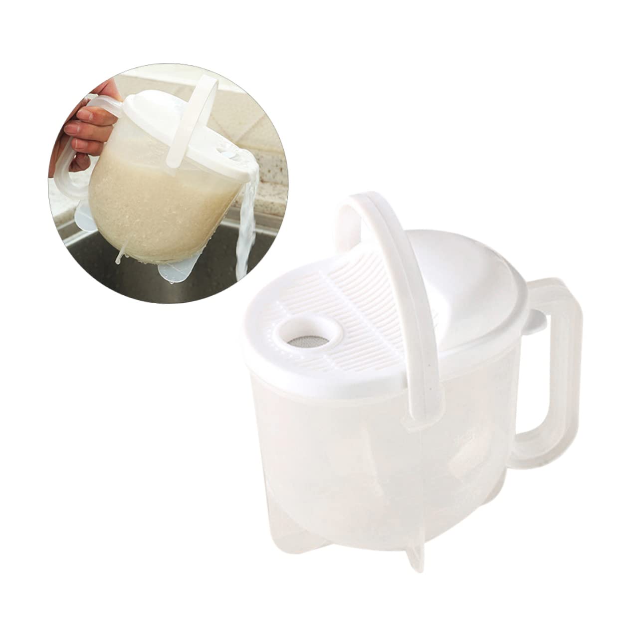 LAPYAPPE Household Kitchen Plastic Rice Washer Sieve Bowl Ergonomic Design for Washing and Draining Lightweight Strainer for Home Use Versatile Kitchen Tool White