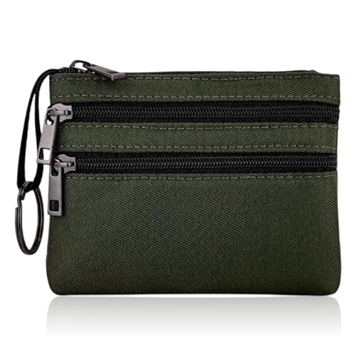 Cartera RFID Wallet con Bolsillo para Monedas Cartera Tarjetero Monedero, Monedero Casual, Cartera con Monedero, Tarjetero Hombre Gran Capacidad Cierre de Cremallera (Verde)