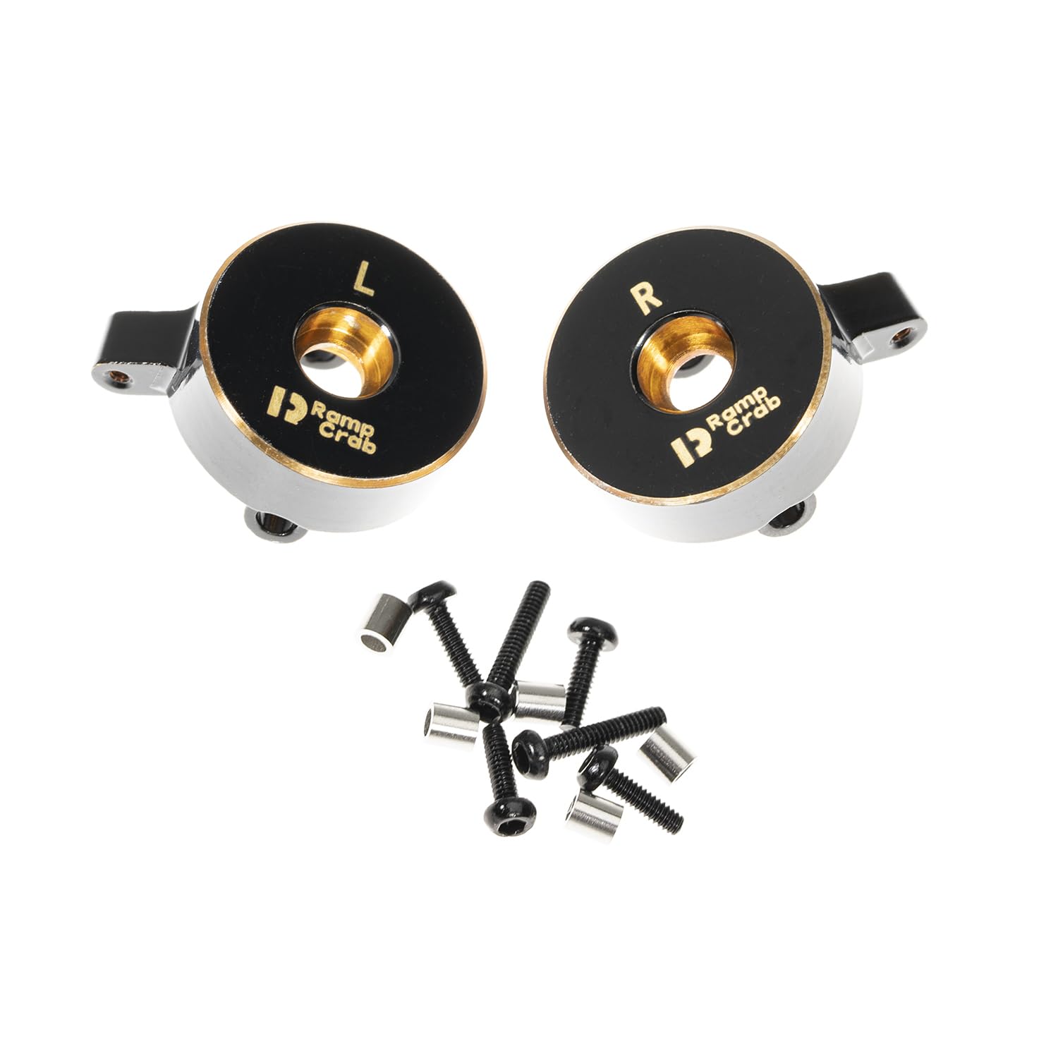RampCrab Brass Steering Knuckles RC Counterweights for 1/24 RC Crawler Axial SCX24 AX24 Upgrades Parts, Black Coating, 28g