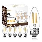 ▶Aspecto Elegante: Bombilla vintage e27 LED en forma de vela con vidrio transparente y filamento de tungsteno que está diseñado de acuerdo con las bombillas tradicionales de tornillo de Edison.