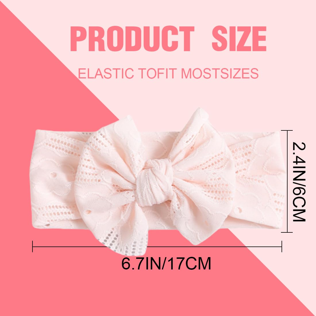 Baby Mädchen Nylon Stirnbänder,3 Stück Bowknot Elastische Haarbänder,baby schleifen haarband,Weiche,süße,Kopfbedeckung für Kinder Kleinkinder(weiß, apricot, rosa)