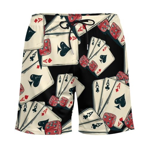 Lucky Gambling Casino Cards and Dice Mens Swim Trunks with Quick-Drying Lining Beach Shorts for Outdoor Sports3