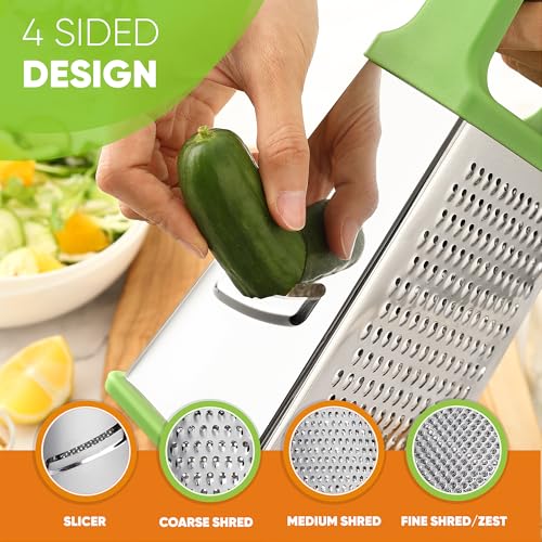 Image of Spring Chef Stainless Steel XL Cheese Grater for Kitchen, Green