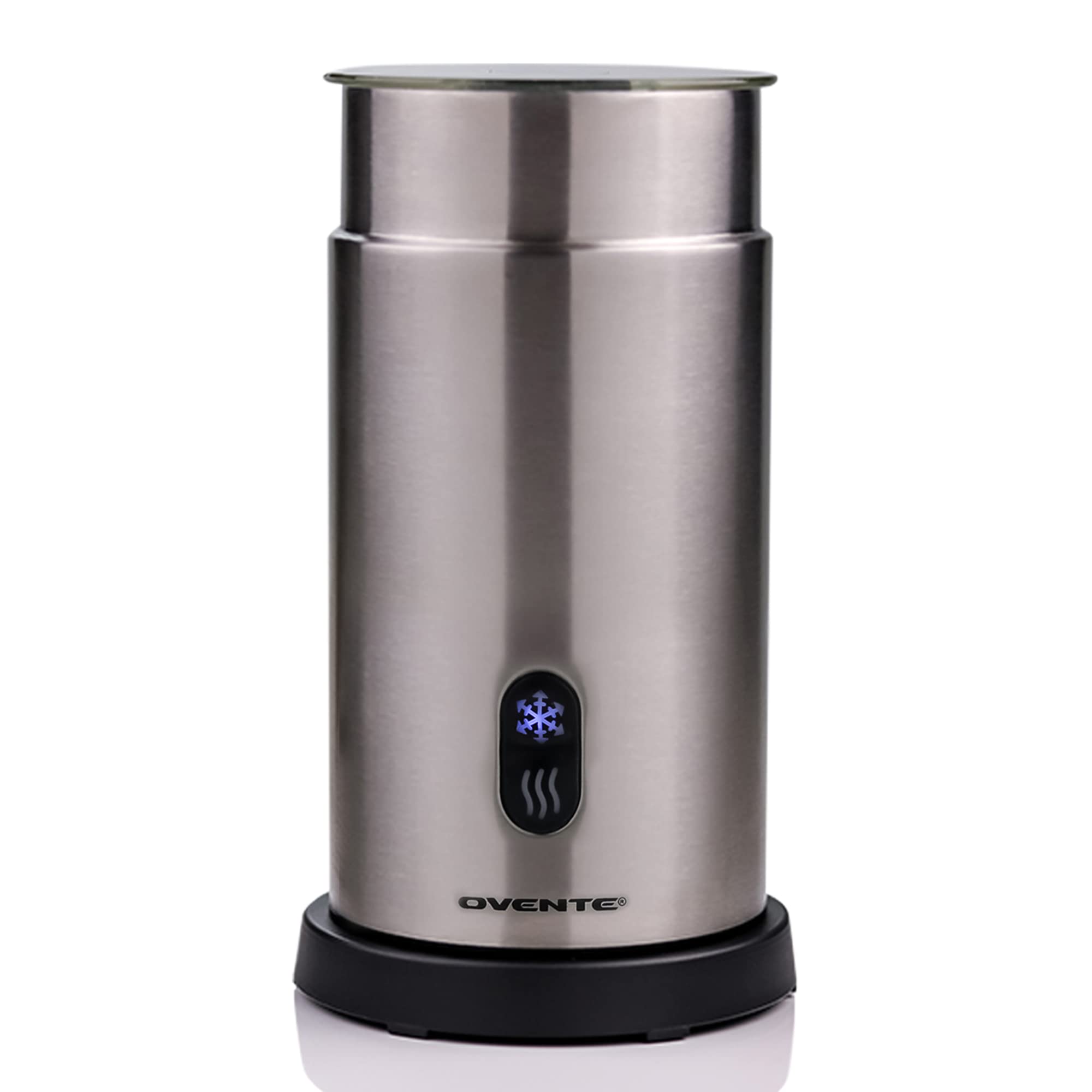 OVENTE Electric Milk Frother with Stainless Steel Non-Stick Interior (7 oz/ 9 oz), Automatic Hot and Cold Milk Steamer for Coffee, Latte, Cappuccino, Hot Chocolate, and More, Silver (FR1008S)