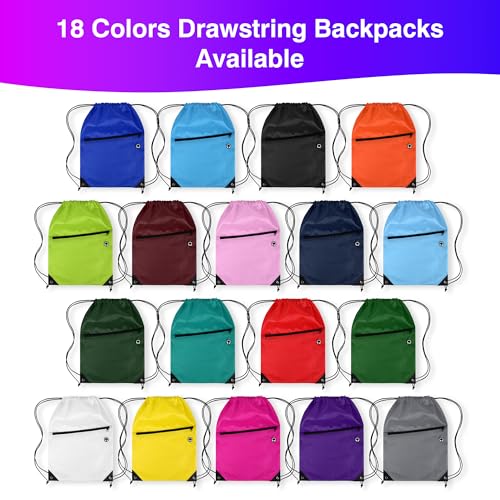 Image of Custom Drawstring Backpacks Bags 100 /200 Pack Personalized Bulk, Customizable Cinch Sport Bags with Logo Text, Cinch Sack, String Bag for Gym Promotional Events Gift, Trade Shows, With Pocket