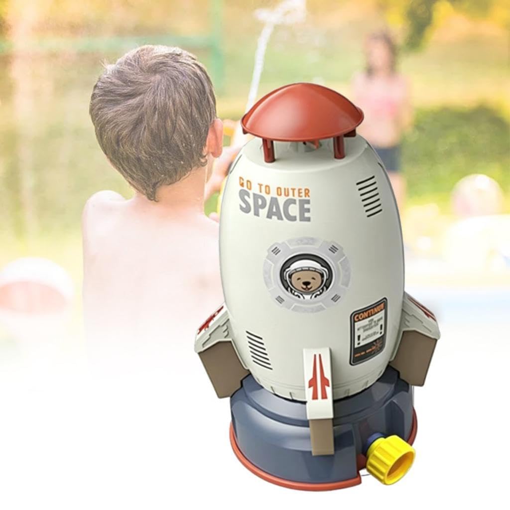 Sommerraketen Sprinkler Spielzeug, 360° Drehbares Wasserspielzeug für Draußen, Wasserdruck Hebespielzeug für Gartenpartys, Geeignet für Kinder Ab 3 Ja, Weiß