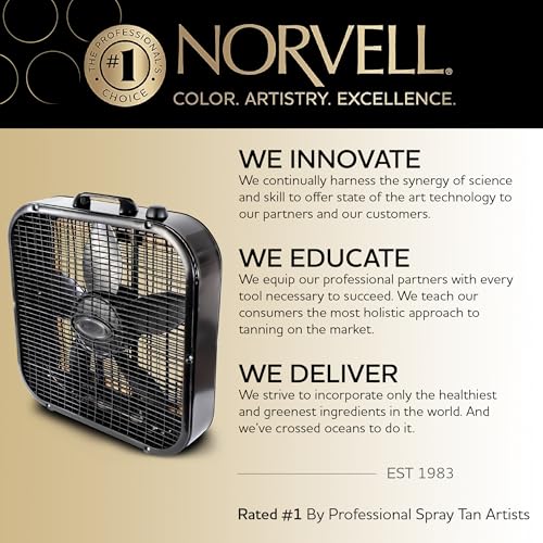 Image of Norvell Spray Tan Overspray Reduction Fan - Works with Norvell Pop-Up Tent or Alone - Black Ventilation System for Sunless Self Tanning, Minimizes Overspray & Maintains Clean Workspace