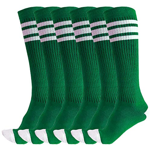Image of 3 Pairs of juDanzy Knee High Boys or Girls Stripe Tube Socks for Soccer, Basketball, Uniform and Everyday Wear