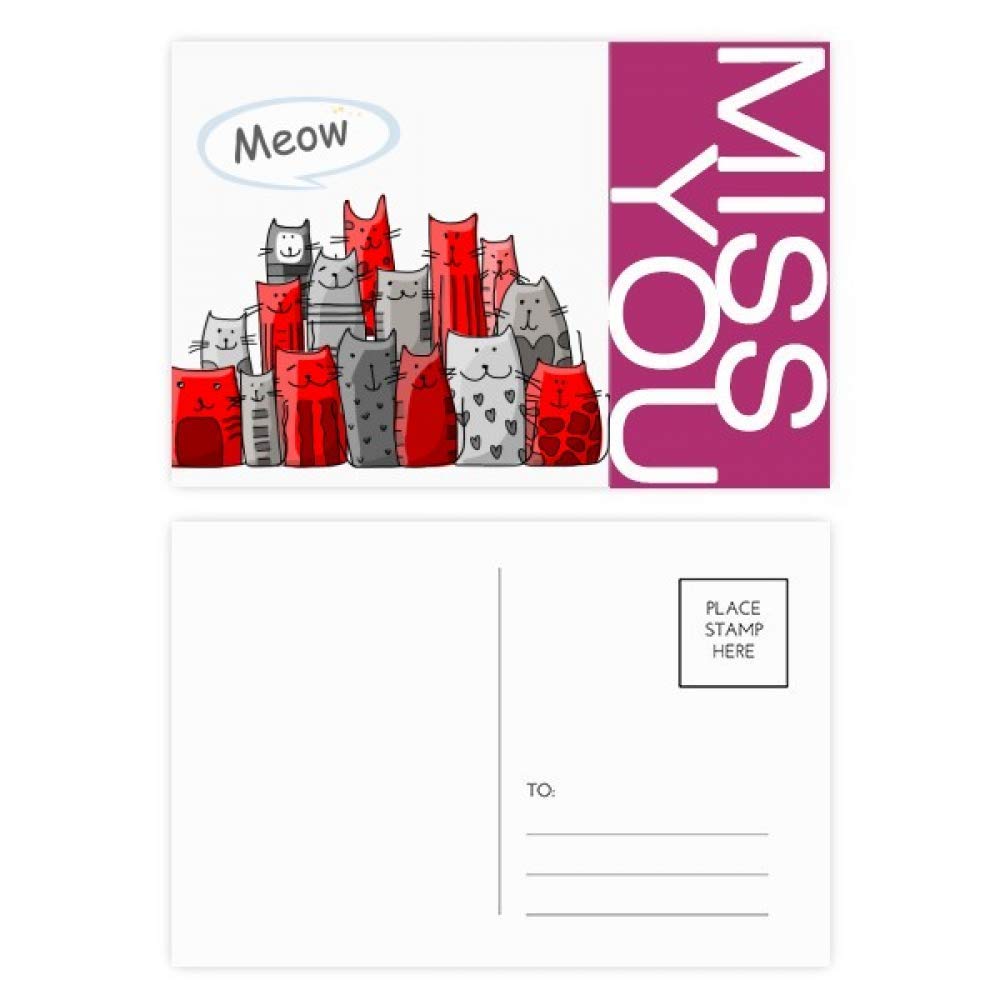 DIYthinker Cartoon Cute Cat Meow Protect Animal Pet Lover Miss Postcard Set Thanks Card Mailing Side 20Pcs 5.7 inch x 3.8 inch MultiColor