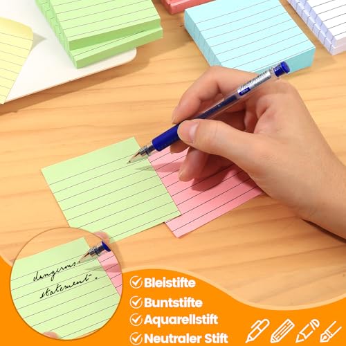 10 PackungHaftnotizen Klebezettel, Sticky Notes, Farbige Haftnotizen Bunte Haftnotizen Blöcke, Selbstklebende Notizzettel Klebend, Notizzettel Block für Büro Zuhause Schule, 76 x 76 mm, 5 Farben