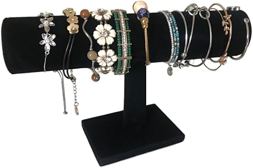 Miniatura 6 de Justsoso Soporte para pulsera, soporte para exhibición de pulseras para vender, organizador de joyas para reloj (terciopelo negro)