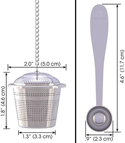 Apace Loose Leaf Tea Infuser (Set of 2) with Tea Scoop and Drip Tray - Ultra Fine Stainless Steel Strainer & Steeper