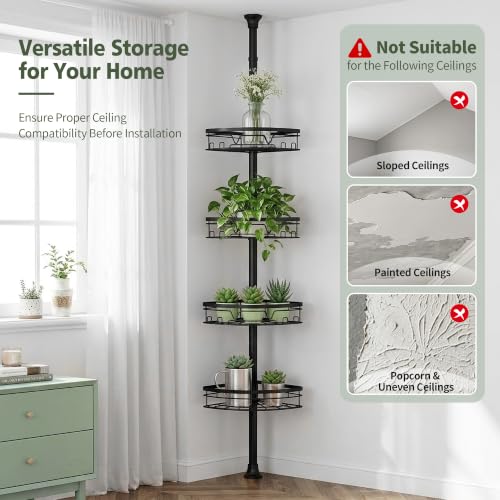 Image of KEGII Corner Shower Caddy Tension Pole, Fan-Shaped Large Capacity Organizer