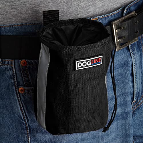 Image of Dogline Dog Treat Pouch: Puppy Training Bag, Pet Kibbles and Snacks Holder, Litter Waste Bags Dispenser with Adjustable Drawstring Closure, Large Capacity with Mesh Pocket, Strong Nylon Material