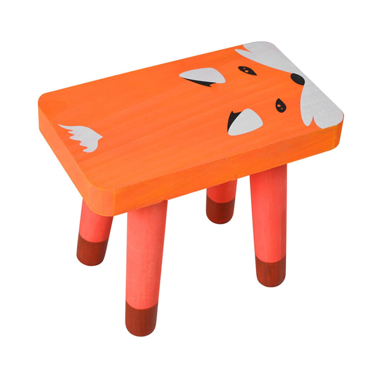 Yardenfun 1Pc Cartoon Low Stool for Solid Wood Footstool with Fox Design Lightweight Practical Seating for Home Use for Boys Easy to Move