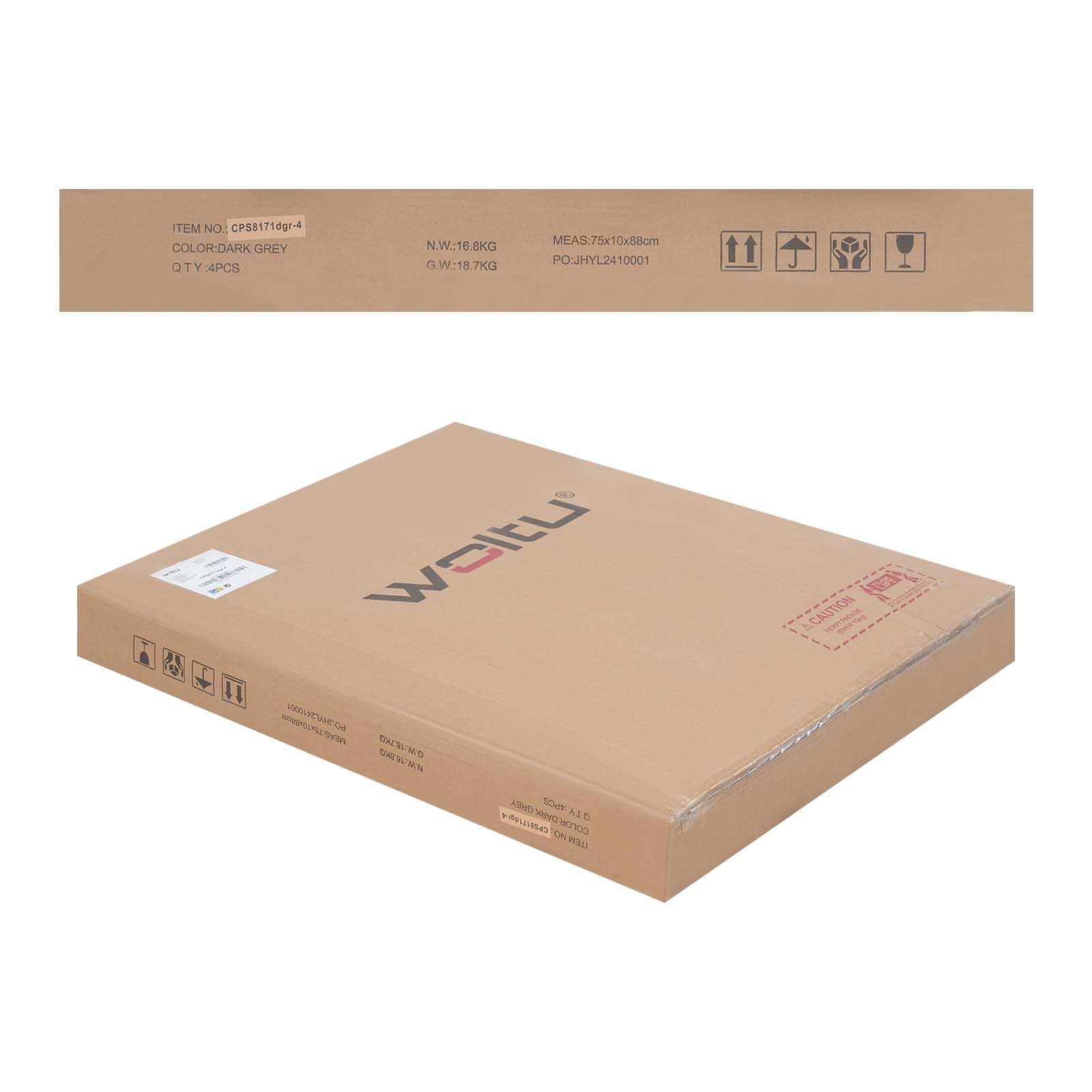 WOLTU Sillas de Jardín, Juego de 4 Sillones Apilables de Exterior, Respaldo Transpirable, Sillas para Terraza Patio Balcón, Estructura de Metal, Gris Oscuro
