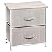 mDesign Small Storage Dresser End/Side Table Night Stand with 2 Removable Fabric Drawers - Organizer for Bedroom, Living Room, Closet - Hold Clothes, Linens, Accessories, Lido Collection, Linen/Tan