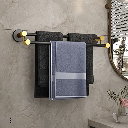 Rack de serviette en alliage en aluminium double barre de douche dorée
