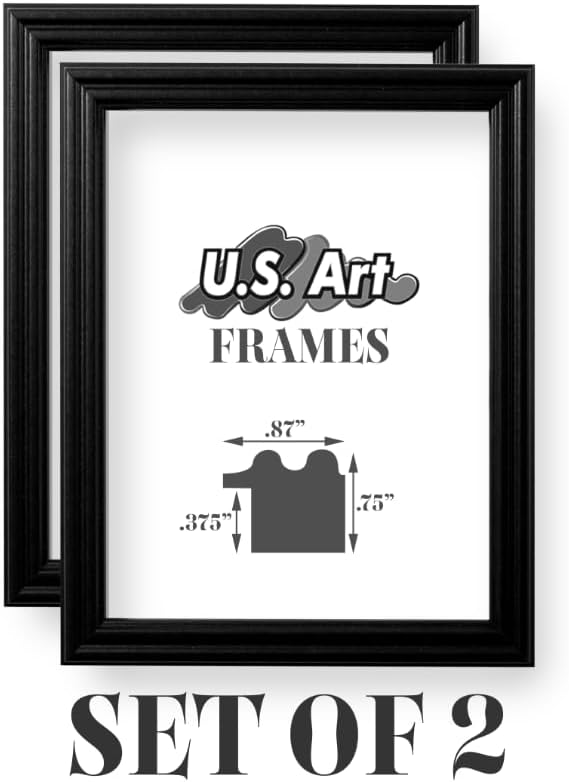 Frame 8x12 Black 0.75 Inch Thin, Solid Wood Wall Decor Picture & Poster Frame - Set of 2
