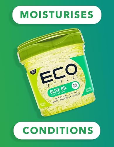 Ecoco Eco Style Gel Olive Oil - 100% Pure Olive Oil - Adds Shine And Tames Split Ends - Weightless Style - Nourishes And Repairs - Adds Moisture To The Scalp - Superior Hold - Healthy Shine - 16 Oz #TOP3