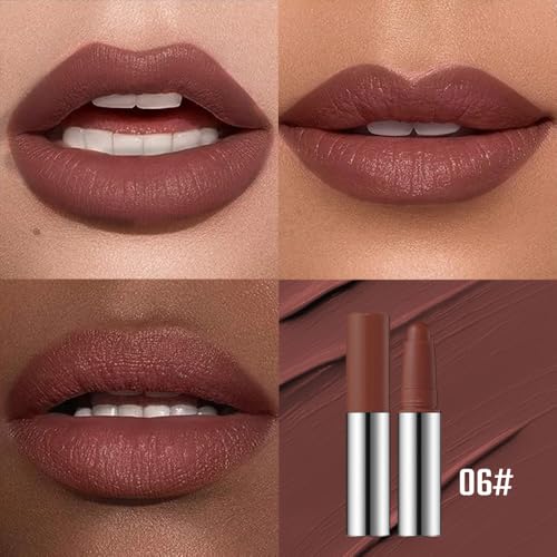 Chocolate Brown Matte Lipstick Crayon – Waterproof Long Lasting Lip Liner Pencil, High Pigment Creamy Velvet Lipstick, Non-Drying Lip Color for Women, 06# - Image 4