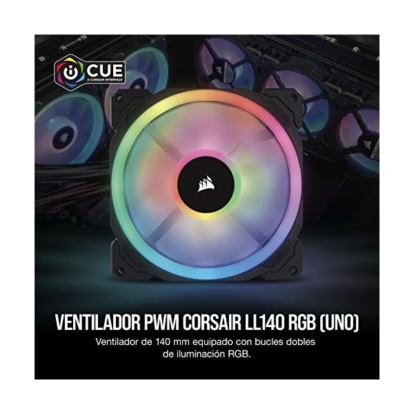 Corsair LL140 RGB Ventilador de PC (140 mm, Doble Halo RGB LED PWM) Paquete Soltero - Image 3