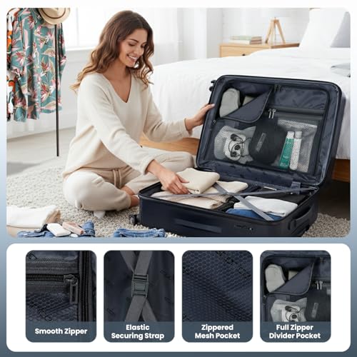 Image of Storite Luggage Trolley Bag Hard-Sided Polypropylene | 73 CM | 8 Wheels Double Spinner Small, Medium & Large Travel Suitcase Bag for Men & Women - Grey